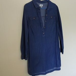 Long sleeved denim shirt dress